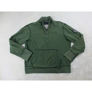American Eagle Sweater Mens Large Green Pullover 1/4 Zip Pocket Y2K Preppy*